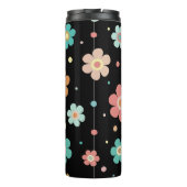 黒数々の色のかわいい花柄 タンブラー (裏面)