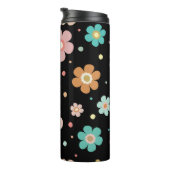 黒数々の色のかわいい花柄 タンブラー (回転右)