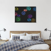 黒数々の色のクラゲ キャンバスプリント (インサイチュ (寝室))