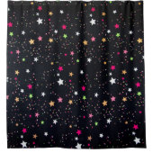 黒数々の色のクラシッククリスマスの星 シャワーカーテン (正面)