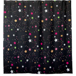 黒数々の色のクラシッククリスマスの星 シャワーカーテン