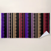 黒数々の色のレース ビーチタオル (正面)