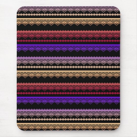 黒数々の色のレース マウスパッド (正面)