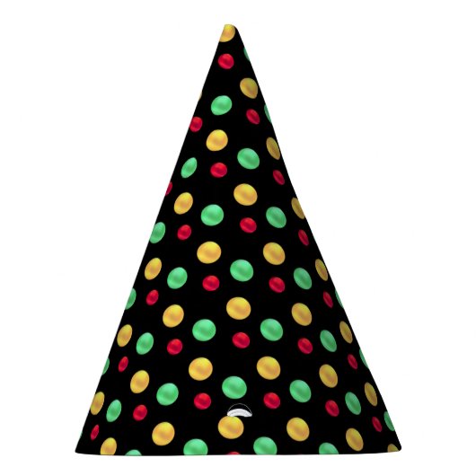 黒数々の色の水玉模様 パーティーハット (右)