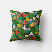 黒数々の色の花とパーム葉の花 クッション (裏面)