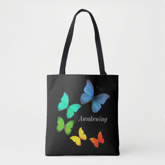 黒数々の色の蝶 トートバッグ (正面)