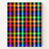 黒数々の色ジンガム格子模様デザイン ノートブック (裏面)