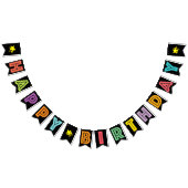 黒数々の色ハッピーバースデー バンティングフラッグ (全)