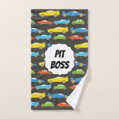 黒数々の色レースカーパーソナライズされた バスタオルセット (ハンドタオル)