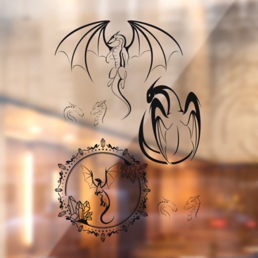 黒数々の龍と白はっきりした龍の輪郭 ウィンドウサイン (シート2)