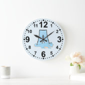 黒数字青文字a (ワニ付き) ラージ壁時計 (ホーム)