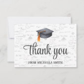 黒数学図解入りの、写真付きの卒業ハット サンキューカード (正面)