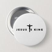 黒文字のJesus Is King 缶バッジ (正面&裏面)