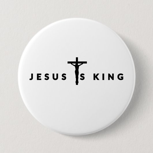 黒文字のJesus Is King 缶バッジ (正面)