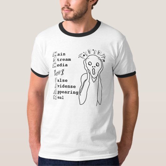 黒文字のMain Stream Media Sells Fear Tシャツ (正面)