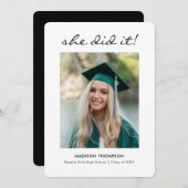 黒文字エレガント書道卒業写真 案内状 (正面/裏面)