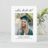 黒文字エレガント書道卒業写真 案内状 (スタンド正面)