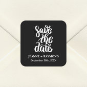 黒文字エレガントBohoの日付を保存結婚する スクエアシール