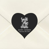 黒文字エレガントBohoの日付を保存結婚する ハートシール