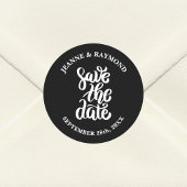 黒文字エレガントBohoの日付を保存結婚する ラウンドシール