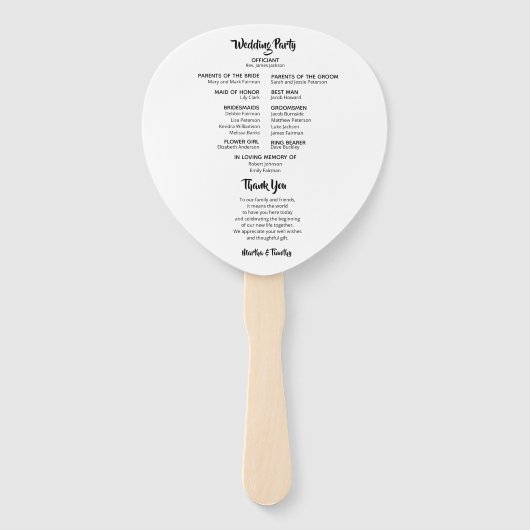 黒文字カジュアル文字 |タイポグラフィ結婚のファン ハンドファン (裏面)