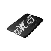 黒文字スタイリッシュ書道モノグラムイニシャル バスマット (アングル)