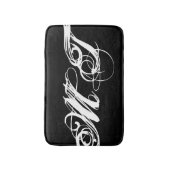 黒文字スタイリッシュ書道モノグラムイニシャル バスマット (正面縦)