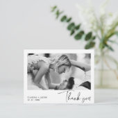 黒文字モダンありがとうご結婚ざう ポストカード (スタンド正面)