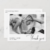 黒文字モダンありがとうご結婚ざう ポストカード (正面/裏面)