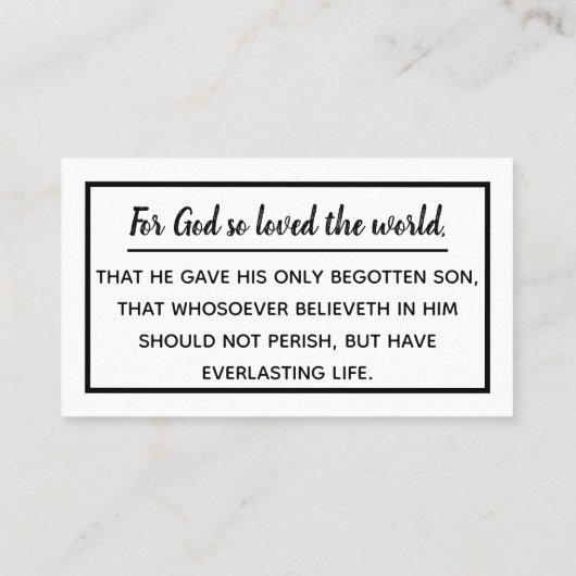 黒文字ヨハネ3:16福音書 名刺 (裏面)