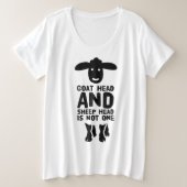黒文字付き山羊おもしろい頭引用文 プラスサイズTシャツ (デザイン正面)