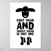 黒文字付き山羊おもしろい頭引用文 ポスター (正面)