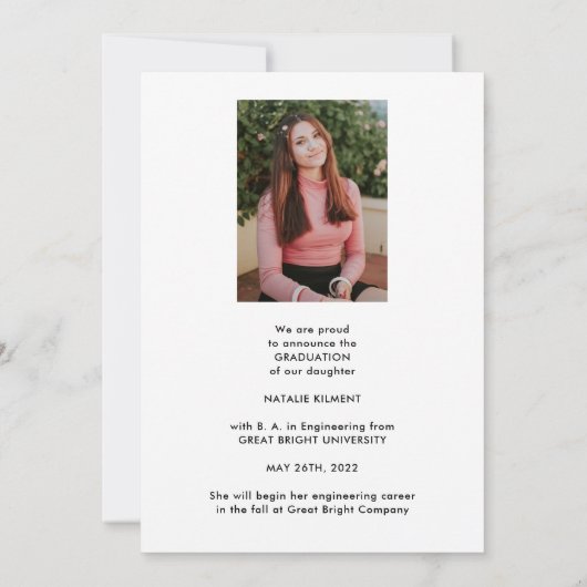 黒文字大モダン学院写真卒業 案内状 (裏面)