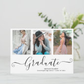 黒文字大学院4人のフォトコラージュ卒業 案内状 (スタンド正面)