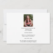 黒文字大学院4人のフォトコラージュ卒業 案内状 (裏面)