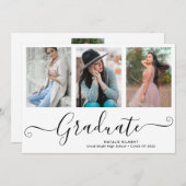 黒文字大学院4人のフォトコラージュ卒業 案内状 (正面/裏面)