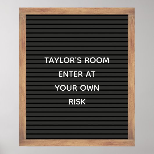 黒文字板サインカスタムメッセージポスター ポスター (正面)