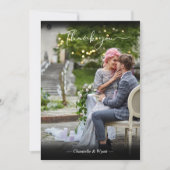 黒新人写真シンプル書道台本 サンキューカード (正面)