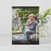 黒新人写真シンプル書道台本 サンキューカード (スタンド正面)