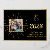 黒新年始の新年写真 箔シーズンカード (正面)