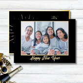 黒新年始の新年写真 箔シーズンカード