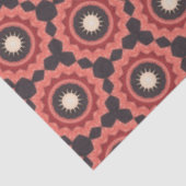 黒日本のと赤の円形の花デザイン 薄葉紙 (詳細)