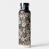 黒日本のと赤の花柄パーソナライズされた ウォーターボトル (右面)