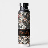 黒日本のと赤の花柄パーソナライズされた ウォーターボトル (左面)