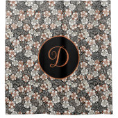 黒日本のと赤の花柄パーソナライズされた シャワーカーテン (正面)