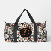 黒日本のと赤の花柄パーソナライズされた ダッフルバッグ (正面)