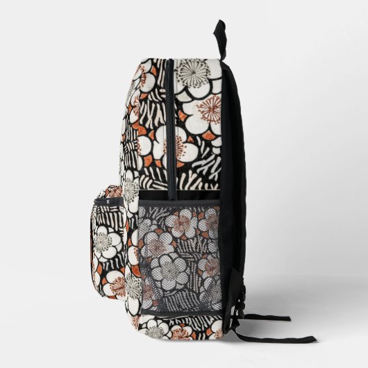 黒日本のと赤の花柄パーソナライズされた プリントバックパック (右)