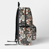 黒日本のと赤の花柄パーソナライズされた プリントバックパック (左)