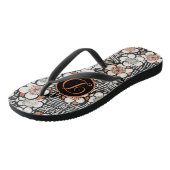 黒日本のと赤の花柄 ビーチサンダル (アングル)