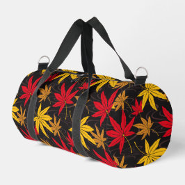 黒日本ののカエデ模様 ダッフルバッグ